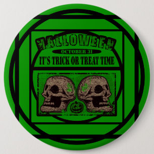 Halloween's Trick or treat Time - Green Ronde Button 6,0 Cm