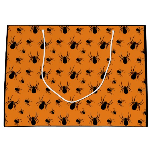 Halloweenspinnen zwart en Sinaasappel Groot Cadeauzakje (Voorkant)