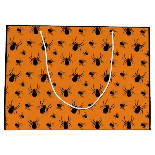 Halloweenspinnen zwart en Sinaasappel Groot Cadeauzakje (Achterkant)
