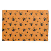 Halloweenspinnen zwart en Sinaasappel Kussensloop (Achterkant)