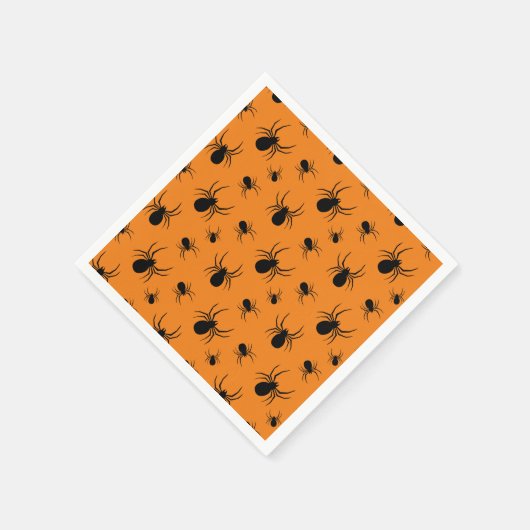 Halloweenspinnen zwart en Sinaasappel Servet (Hoek)