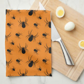 Halloweenspinnen zwart en Sinaasappel Theedoek (Quarter Fold)