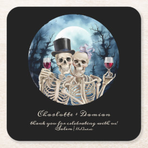Hallowen Gothic Schedels Tarot De Geliefden Trouwe Vierkante Kartonnen Onderzetter