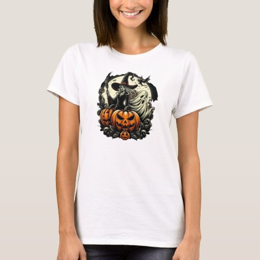Hallowen Witch Design T-shirt (Voorkant)