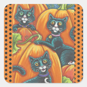 HALLOWEWEEN CHATS NOIRS & MOUSE STICKERS SHEET Car