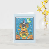 HALLOWEWEEN CITROUILLE POODLE NOTE CARTE DE RECONN (Fleur jaune)