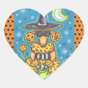 HALLOWEWEEN CITROUILLE POODLE STICKERS SHEET Heart