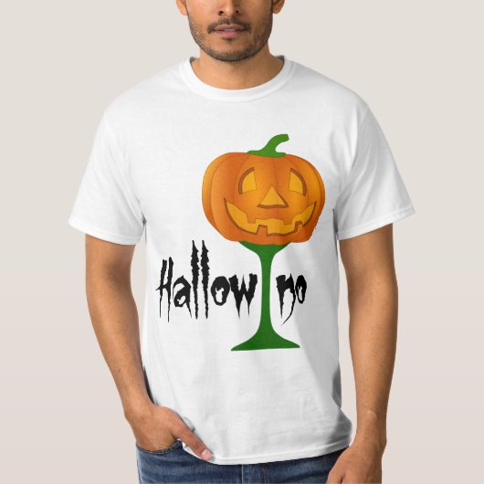 Hallowino Pumpkin Wine Glass Halloween T-shirt (Voorkant)