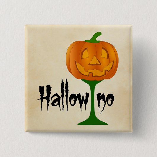 Hallowino Pumpkin Wine Glass Halloween Vierkante Button 5,1 Cm (Voorkant)