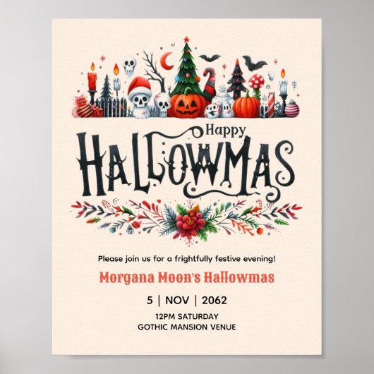 Hallowmas EVENEMENT POSTER Halloween Kerst Mashup (Voorkant)