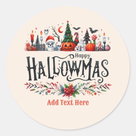 Hallowmas Halloween Kerst Mashup Ronde Sticker (Voorkant)