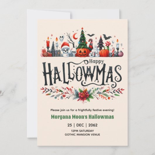 Hallowmas Invitations Noël avec thème Éffrayant (Devant)