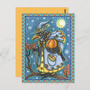 HALLOWS EVE BLACKBIRD WIZARD, HALLOWEEN RAVEN BRIEFKAART