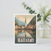Hallstatt Austria Art Vintage Travel Illustratie Briefkaart (Staand voorkant)