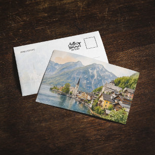 Hallstatt Oostenrijk Aquarel Ansichtkaart Kaart