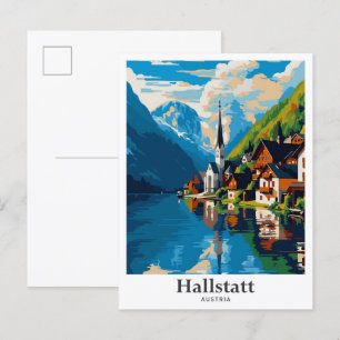 Hallstatt Oostenrijk Vintage Travel Illustratie Briefkaart