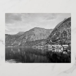 Hallstatt Village Lake Folie Feestdagen Briefkaart