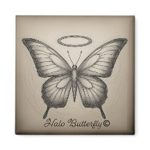 Halo Butterfly Handelsmerk Logo Square Magnet