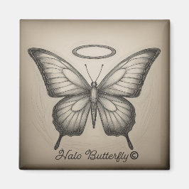 Halo Butterfly Handelsmerk Logo Square Magnet Magneet