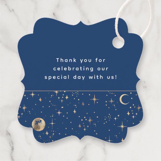 Halo Moon Celestial Mystiek Blauw Dank u Bedankjes Labels (Achterkant)