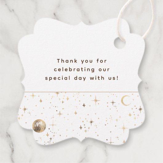 Halo Moon Celestial Mystiek Wit Dank u Bedankjes Labels (Achterkant)