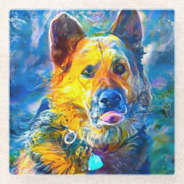 Halo: Portret van een Duitse herder Glazen Onderzetter