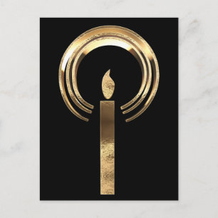 Halo rond Candle Flame Elegant Gold Kerstmis Feestdagenkaart