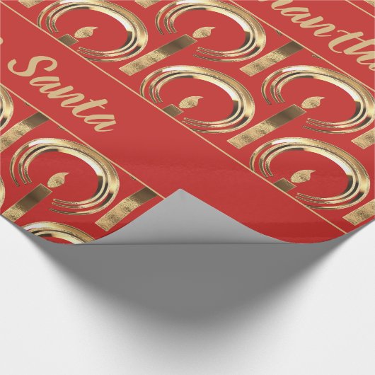 Halo rond Candle Flame Pattern Red en Gold Cadeaupapier (Hoek)