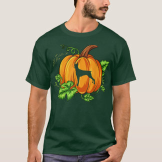 Haloween Doberman Pinscher Dog Carved in Pumpkin w T-shirt