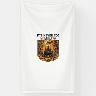 Haloweenhuis met maan vleermuis te vroeg_1 spandoek