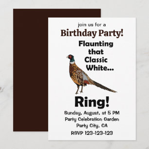 Halsbandfazant pronkt met witte ring feest kaart