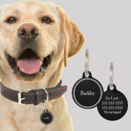 Halsbandnaamplaatjes op maat - Zwart Minimalistisc Huisdierpenning