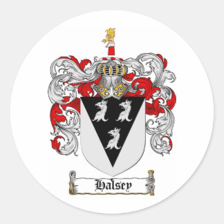 HALSEY FAMILY CREST - HALSEY WAPEN RONDE STICKER