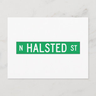 Halsted Street, Chicago, IL Street Sign Briefkaart