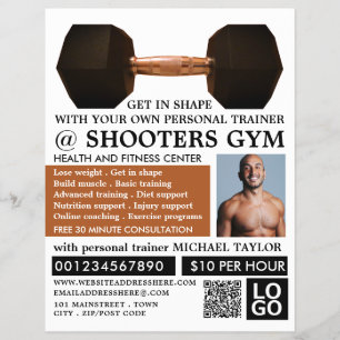 Haltergewicht, Personal trainer, Gym-reclame Flyer