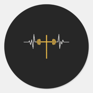 Halterkruis Dumbbell Jezus Grappig Christelijk Wor Ronde Sticker