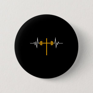 Halterkruis Dumbbell Jezus Grappige Christelijke W Ronde Button 5,7 Cm