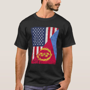 Halve Amerikaanse vlag Halve Eritrea vlag Amerikaa T-shirt