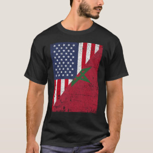 Halve Amerikaanse vlag Halve Marokkaanse vlag Maro T-shirt