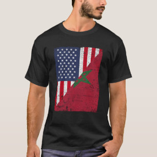 Halve Amerikaanse vlag Halve Marokkaanse vlag Maro T-shirt