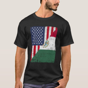 Halve Amerikaanse vlag halve Mexicaanse vlag Ameri T-shirt