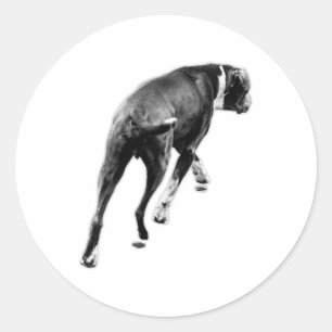 Halve beurt – B&W Silhouette Ronde Sticker