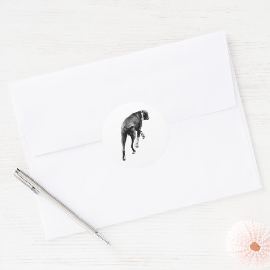 Halve beurt – B&W Silhouette Ronde Sticker (Envelop)