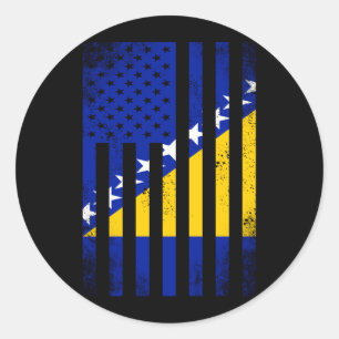 Halve Bosnische Herzegovinische Vlag Vintage Ameri Ronde Sticker