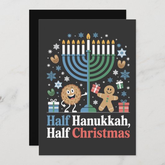 Halve Chanoeka Halve Kerst Grappig Christmukkah Kaart (Voorkant / Achterkant)