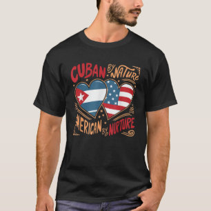Halve Cubaanse Amerikaanse vlag Cuba Amerika T-shirt