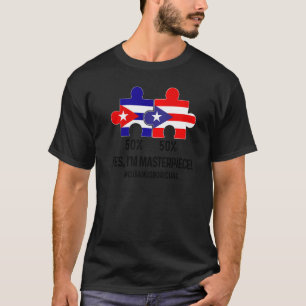 Halve Cubaanse halve Dominicaanse vlaggenkaart gec T-shirt