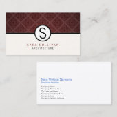 Halve Damast Monogram Architect Visitekaartje (Voorkant / Achterkant)