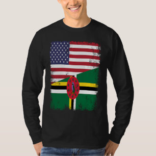 Halve Dominicaanse Vlag Vintage Dominica USA T-shirt