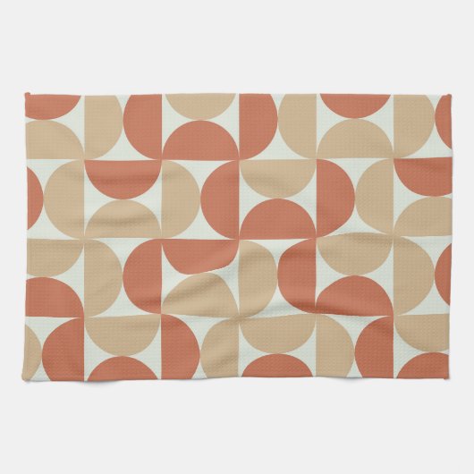 Halve eeuw Cirkels in Tan en Terracotta Theedoek (Horizontaal)